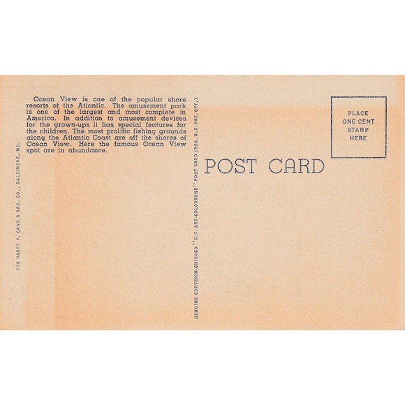 Cottage Line Looking Towards Chesapeake Street Ocean View Norfolk VA Postcard - Picture 2 of 2